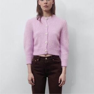 •Zara• purple jewel button knit cardigan